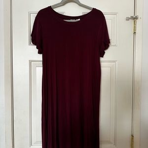 Burgundy mid length midi dress!